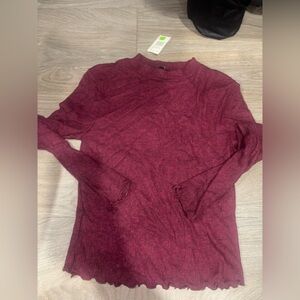 Ambiance Deep Red Turtle neck Top